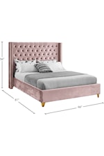 Meridian Furniture Barolo Contemporary Upholstered Grey Velvet Queen Bed