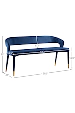 Meridian Furniture Destiny Contemporary Upholstered Navy Velvet Bench