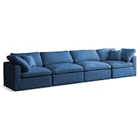 Plush Navy Velvet Standard Comfort Modular Sofa