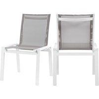 Nizuc Grey Mesh Water Resistant Fabric Outdoor Patio Aluminum Mesh Dining Chair