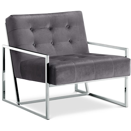 Contemporary Alexis Accent Chair Grey Velvet
