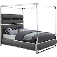 Encore Grey Faux Leather Queen Bed