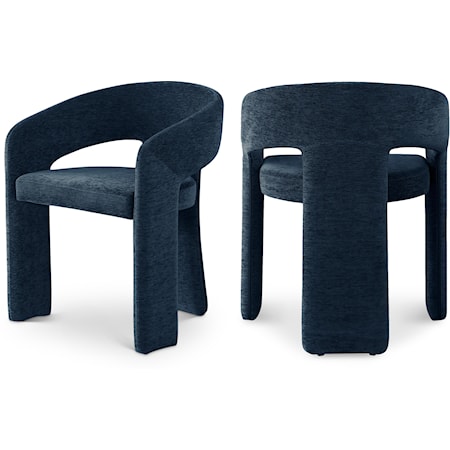 Rendition Navy Plush Fabric Dining Chair