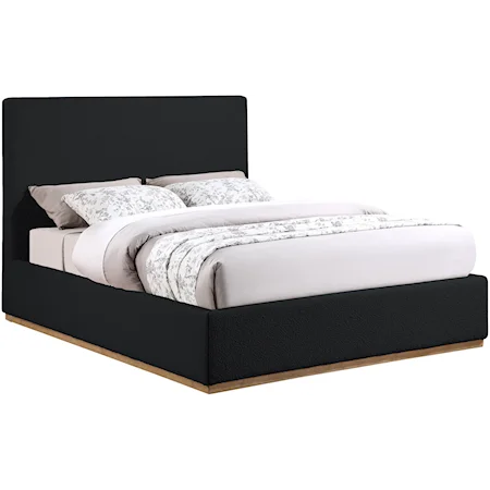 Monaco Black Boucle Fabric Queen Bed
