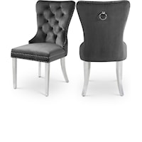 Transitional Velvet Upholstered Dining Chair with Button Tufting