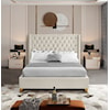 Meridian Furniture Barolo Upholstered Cream Velvet Queen Bed