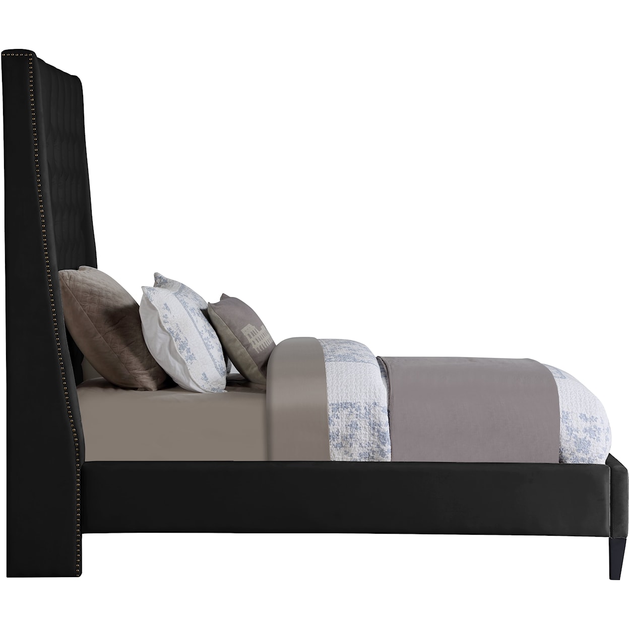 Meridian Furniture Fritz Upholstered Black Velvet Twin Bed 