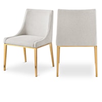 Haines Beige Linen Textured Polyester Fabric Dining Chair