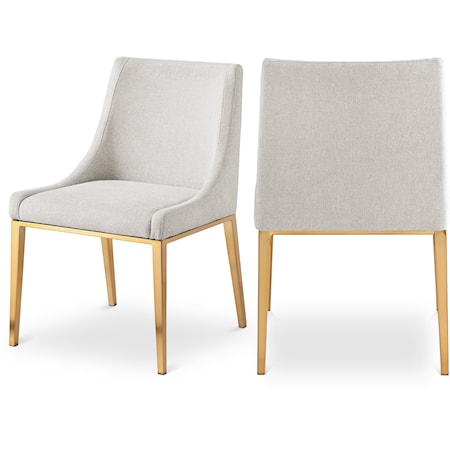 Haines Beige Linen Textured Polyester Fabric Dining Chair