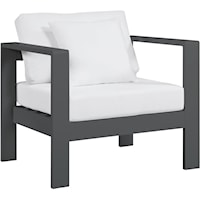 Nizuc White Water Resistant Fabric Outdoor Patio Aluminum Arm Chair