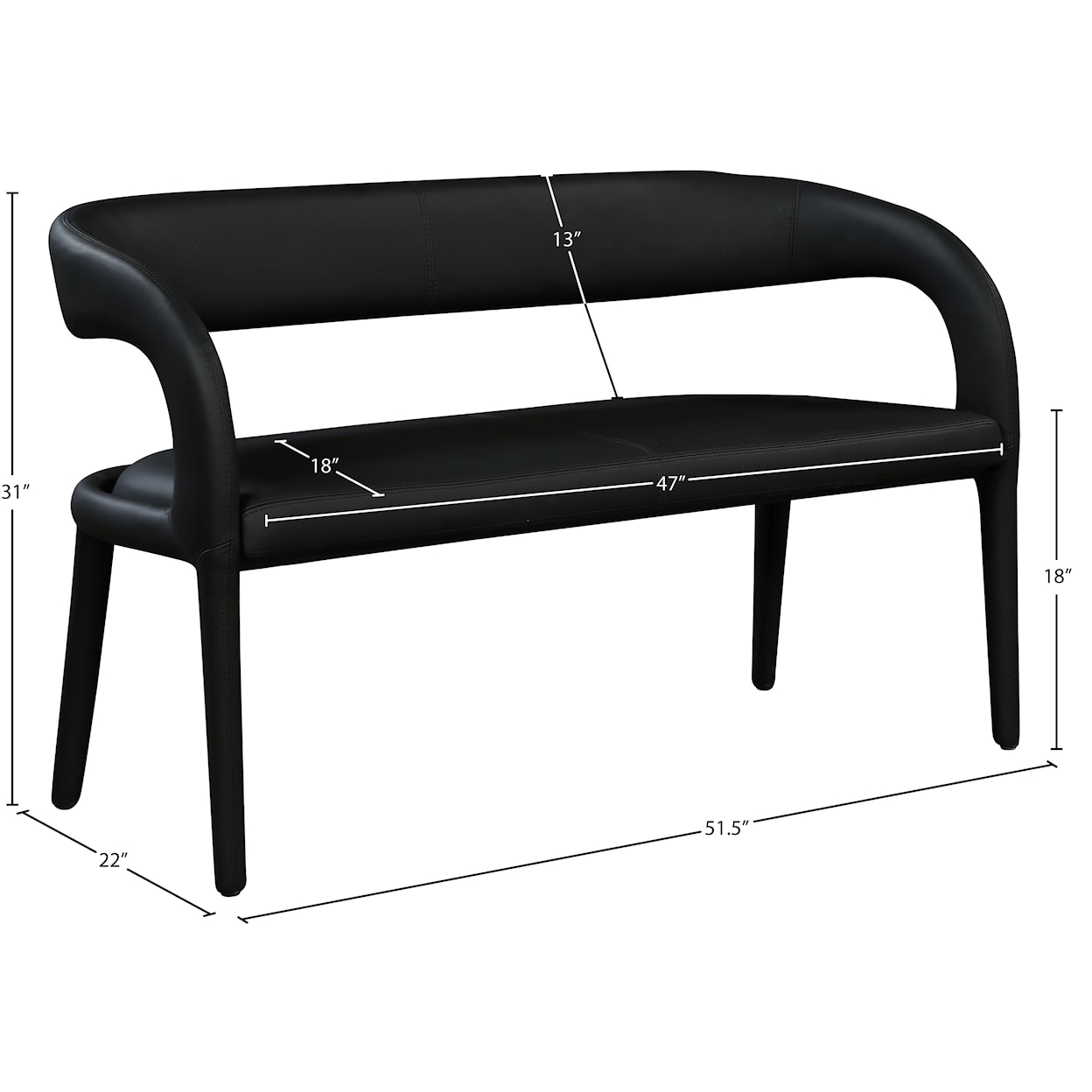 Meridian Furniture Sylvester Bench