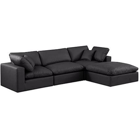Comfy Black Faux Leather Modular Sectional