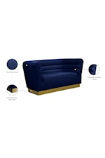 Meridian Furniture Bellini Contemporary Navy Velvet Accent Chair with Gold Base