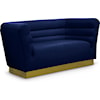 Meridian Furniture Bellini Navy Velvet Loveseat with Gold Steel Base