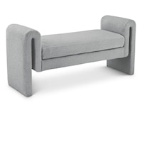 Contemporary Fabric Upholstered Bench with Curved Arms