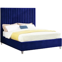 Contemporary Candace Queen Bed Navy Velvet