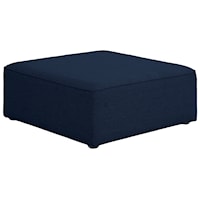 Contemporary Navy Upholstered Accent Ottoman