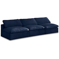 Cozy Navy Velvet Comfort Modular Armless Sofa