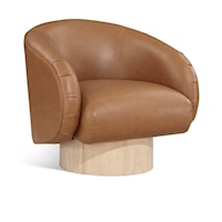 Gibson Cognac Faux Leather Swivel Accent Chair