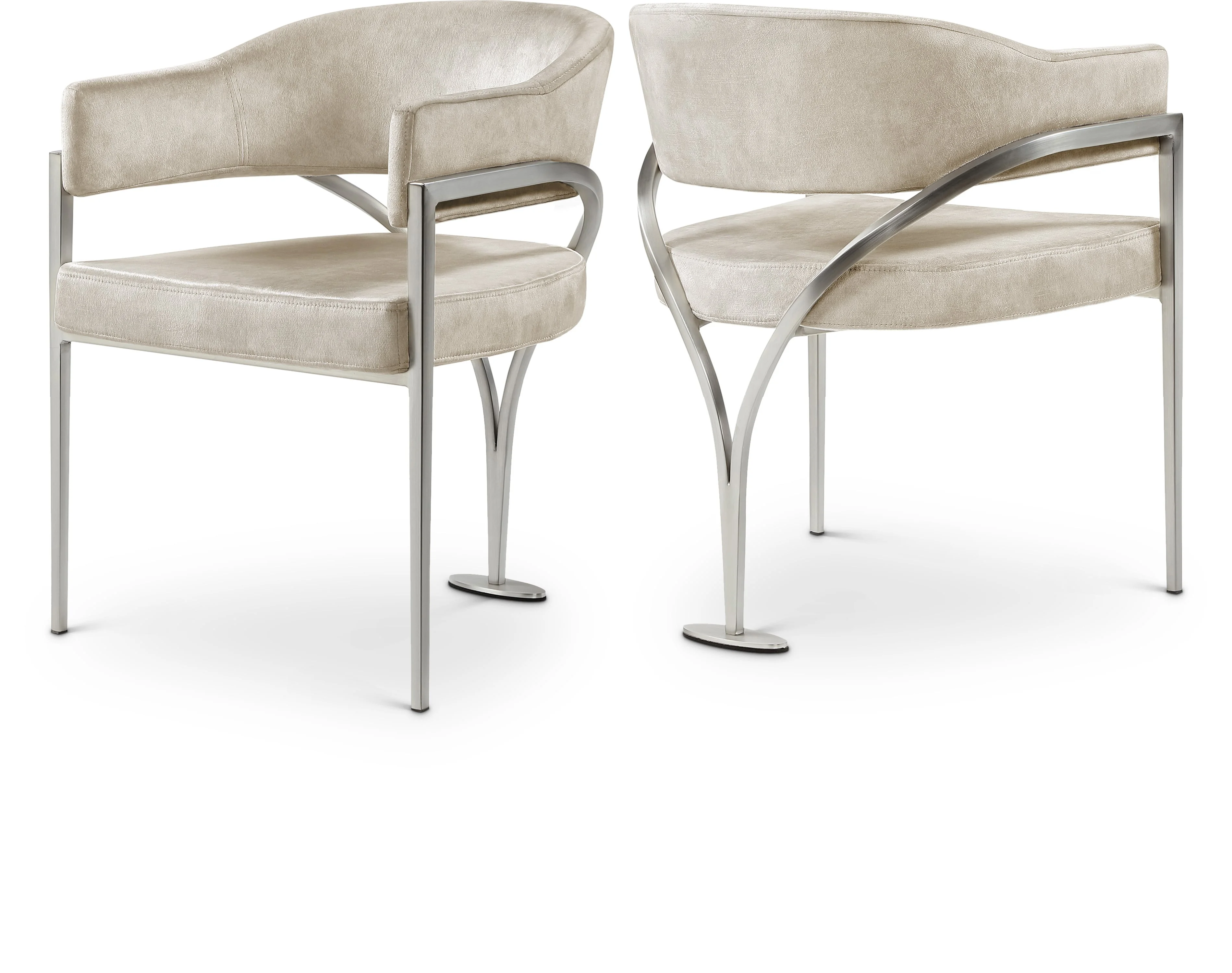 Meridian Furniture Madelyn 554StoneC Madelyn Stone Velvet Dining Chair