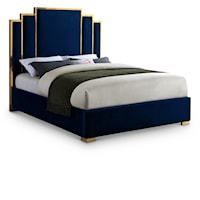 Hugo Navy Velvet Queen Bed