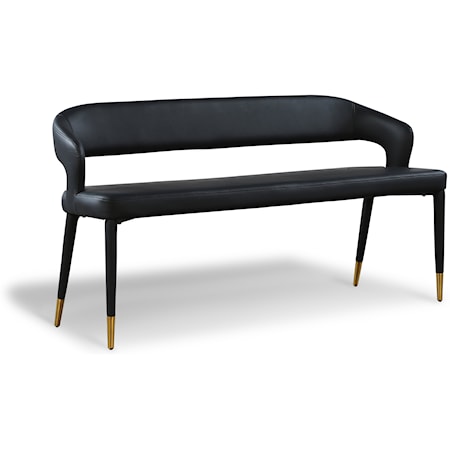 Contemporary Upholstered Black Faux Leather Bench