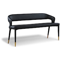 Contemporary Upholstered Black Faux Leather Bench