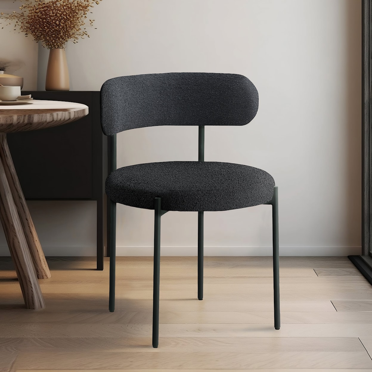 Meridian Furniture Beacon Fabric Dining Chair with Black Iron Frame