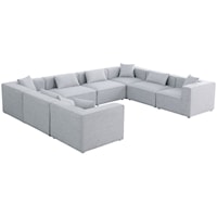 Contemporary Grey 8-Piece Sectional Sofa with Track Arms