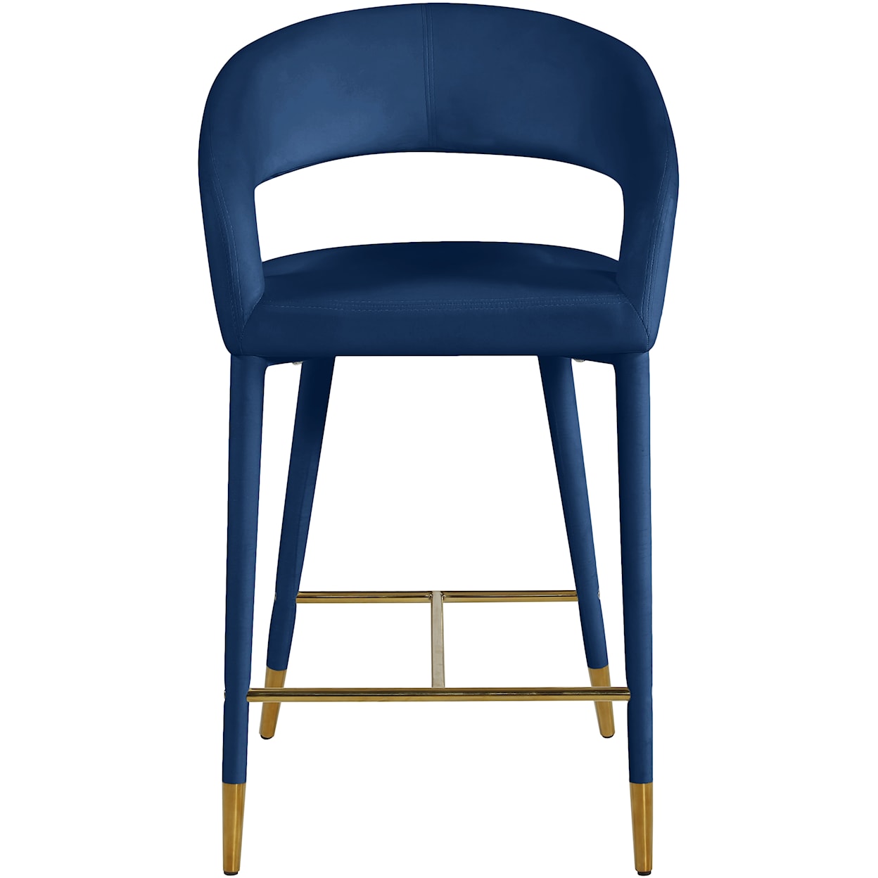 Meridian Furniture Destiny Upholstered Navy Velvet Counter Stool