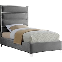 Contemporary Velvet Twin Bed
