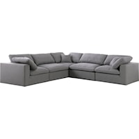 Serene Grey Linen Textured Fabric Deluxe Comfort Modular Sectional