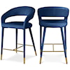 Meridian Furniture Destiny Upholstered Navy Velvet Counter Stool