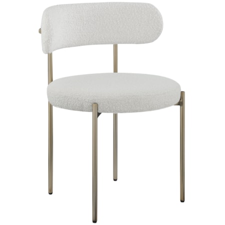 Fabric Dining Chair with Brass Iron Frame