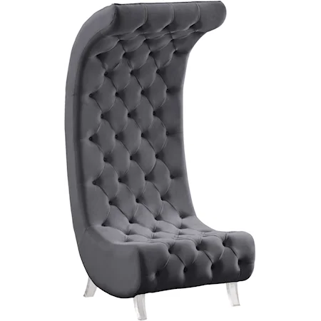 Contemporary Grey Velvet Upholstered Accent Chair