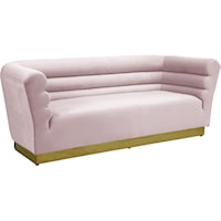 Contemporary Pink Velvet Sofa with Gold Steel Base