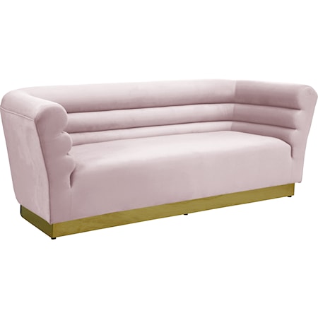 Pink Velvet Sofa with Gold Steel Base