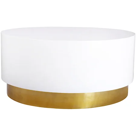 Contemporary White Coffee Table with Gold Base