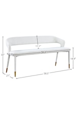 Meridian Furniture Destiny Contemporary Upholstered Cream Velvet Bench