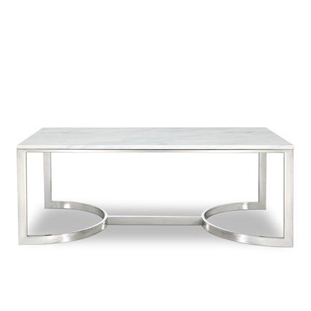 Chrome Coffee Table with White Marble Top