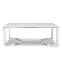 Contemporary Chrome Coffee Table with White MarbleTop