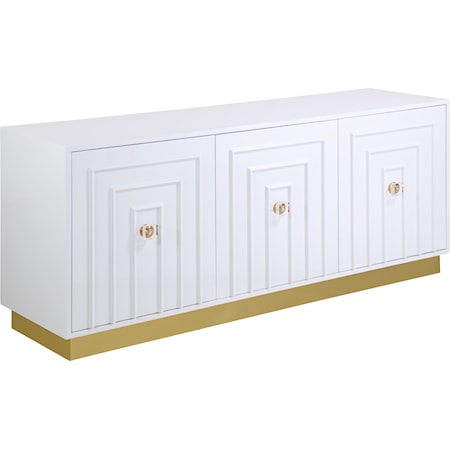 White Lacquer Sideboard with Gold Base