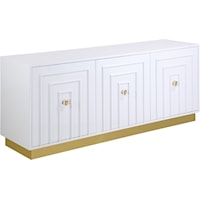 Contemporary White Lacquer Sideboard with Gold Base