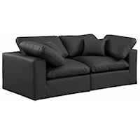 Comfy Black Faux Leather Modular Sofa