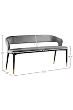 Meridian Furniture Destiny Contemporary Upholstered Grey Velvet Bench