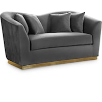 Contemporary Arabella Loveseat Grey Velvet