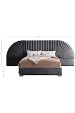 Meridian Furniture Cleo Contemporary Upholstered Grey Velvet Queen Bed with Removable Panels