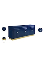 Meridian Furniture Cosmopolitan Contemporary Navy Lacquer Sideboard with Gold Base