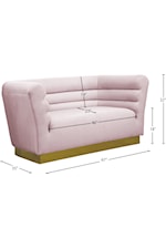 Meridian Furniture Bellini Contemporary Pink Velvet Sofa with Gold Steel Base