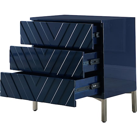 Navy Side Table with 3 Drawers